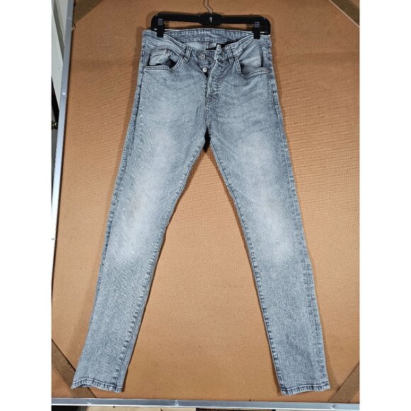 H&M Slim Low Waist Gray Denim Button Fly Skinny Leg Jeans Women's Size 32 - Picture 1 of 8